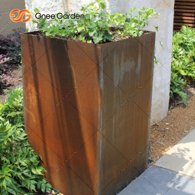 Duża kwadratowa doniczka z metalu na zewnątrz Corten Steel Doniczki Dostosowane