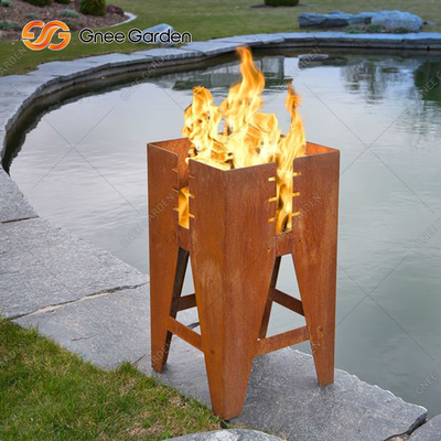 Kwadratowy okrągły płonący stalowa miska Corten Przenośny stół ogrodowy na zewnątrz Patio Fire Pit