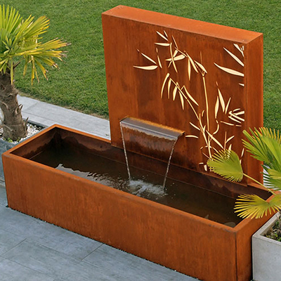 Nowoczesne fontanny Corten Steel Waterfall Outdoor Garden Funkcje wodne z ekranem