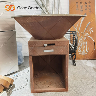 Pre Weathered Corten Steel Firepits Węgiel drzewny Grill Możliwość dostosowania rozmiaru