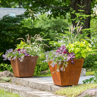 Laserowo wycinane duże metalowe donice Corten Steel Outdoor Dostosowane