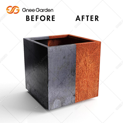 90 * 25 * 25 cm Geometryczne prostokątne metalowe pudełko do sadzenia Corten Steel