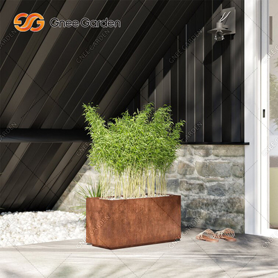 Drewno kompozytowe z litego drewna Metalowy stojak Uchwyt na doniczkę Corten Steel Planter