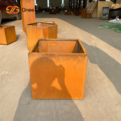 Ogród Corten Steel Rustic Outdoor Metal Planters Duży kwadrat
