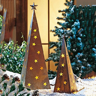 500mm świąteczne metalowe ozdoby ogrodowe Ozdoby ogrodowe Corten z diodą LED