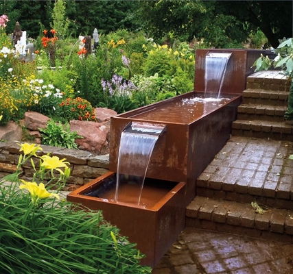 SGS Outdoor Metalowe ozdoby ogrodowe Corten Steel Pond Water Feature Rusty Red