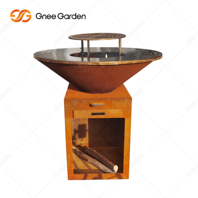 Grill na węgiel drzewny Zewnętrzny grill ze stali Corten z grillem do gotowania