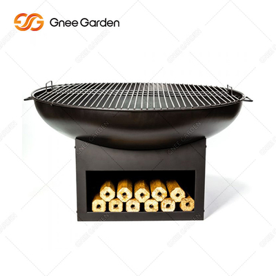 Bbq Grille do gotowania na świeżym powietrzu Plancha Grill Corten Steel Fire Pit Czarny kolor