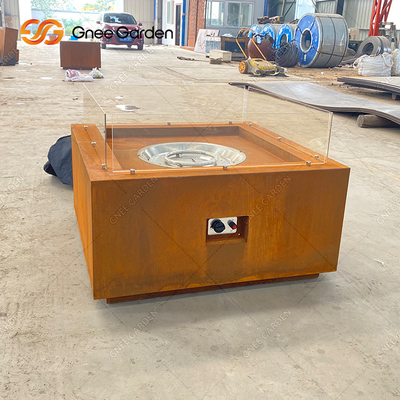 Outdoor Corten Steel Square Fire Pit Rustykalne wykończenie Table Top Fire Pit