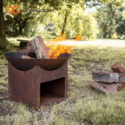 56 cm wycinany laserowo okrągły kominek Corten do dekoracji ogrodu