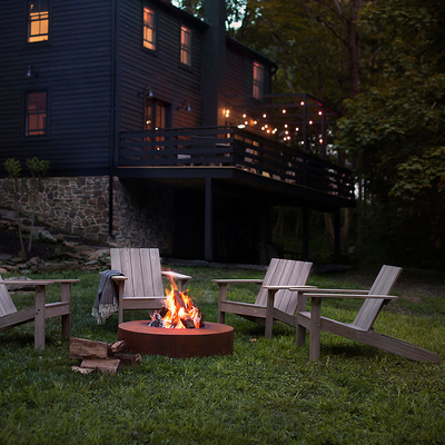 Okrągły odkryty ogród Corten Steel Fire Pit Camping do zewnętrznego spalania drewna