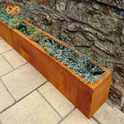 Duża kwadratowa doniczka z metalu na zewnątrz Corten Steel Doniczki Dostosowane