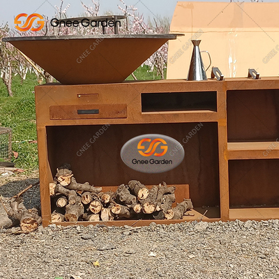 Unikalne grille na węgiel drzewny Corten Steel Bbq Grill do kuchni na świeżym powietrzu