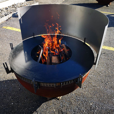 OEM ODM Zewnętrzne grille do gotowania Corten Steel Ring Bbq Fire Pit With Log Store