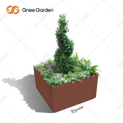 Metalowe gięcie Rusty Corten Steel Planter Box na zewnętrznym patio