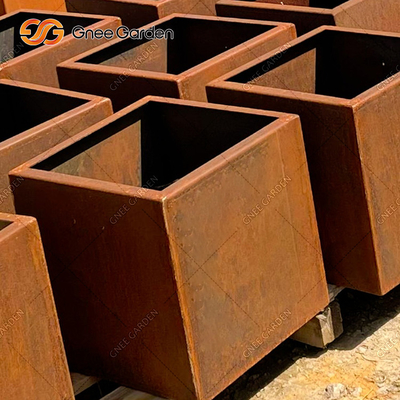Rustykalne metalowe skrzynki do sadzenia ze stali Corten Cięcie laserem