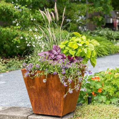 Laserowo wycinane duże metalowe donice Corten Steel Outdoor Dostosowane