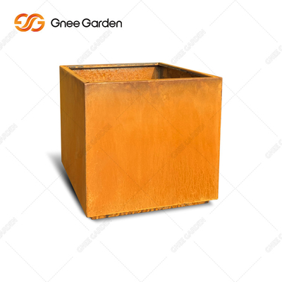 Ogród Corten Steel Rustic Outdoor Metal Planters Duży kwadrat