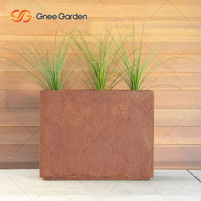90 * 25 * 25 cm Geometryczne prostokątne metalowe pudełko do sadzenia Corten Steel