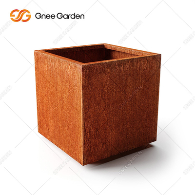 Drewno kompozytowe z litego drewna Metalowy stojak Uchwyt na doniczkę Corten Steel Planter