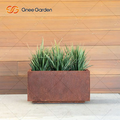 90 * 25 * 25 cm Geometryczne prostokątne metalowe pudełko do sadzenia Corten Steel