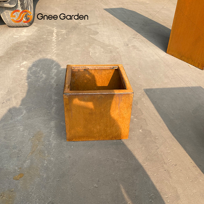 Ogród Corten Steel Rustic Outdoor Metal Planters Duży kwadrat
