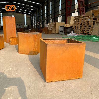 Corten Steel Square Rusty Planter Boxs Odporne na warunki atmosferyczne dla kwiatów