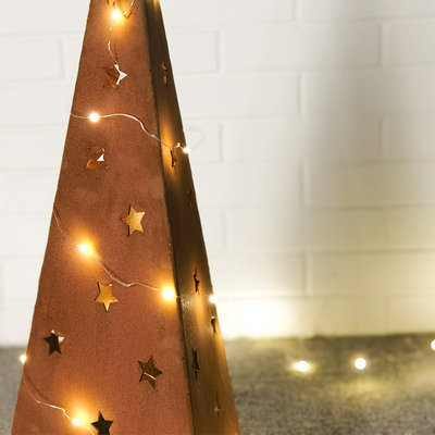 500mm świąteczne metalowe ozdoby ogrodowe Ozdoby ogrodowe Corten z diodą LED