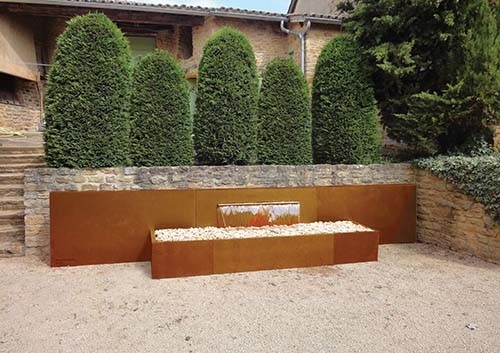 Nowoczesna fontanna ze stali Corten Outdoor Garden Landscape prostokątny
