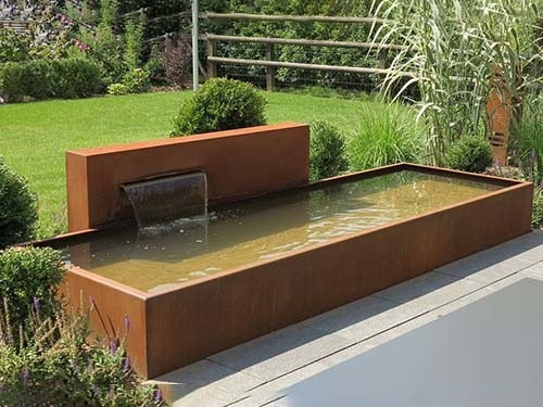 Nowoczesna fontanna ze stali Corten Outdoor Garden Landscape prostokątny