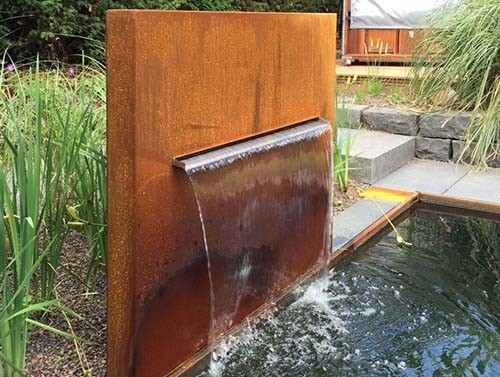 Nowoczesna fontanna ze stali Corten Outdoor Garden Landscape prostokątny