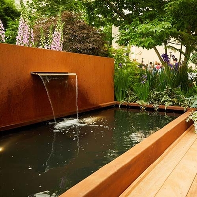 Nowoczesna fontanna ze stali Corten Outdoor Garden Landscape prostokątny