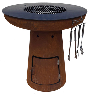 BBQ Miska Ogniowa Stal Corten Z Pierścieniem Grilla Outdoor Camping