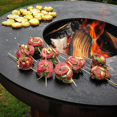Grille do gotowania na zewnątrz ze stali Corten 100 cm Stal Corten Fire Pit do grilla