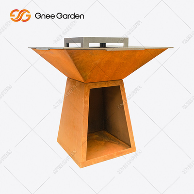 Corten Steel Grill Fire Pit Grill w kształcie trapezu Grille do gotowania na zewnątrz do ogrodu