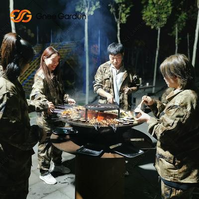 Metalowy ogrodowy grill ze stali Corten na zewnątrz Grill węglowy Wstępnie zardzewiały