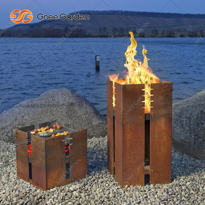 1200mm kwadratowy grill ze stali Corten Grill na węgiel drzewny dekoracyjny