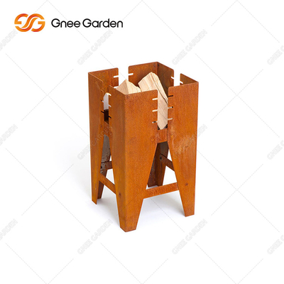 Corten Steel Square Outdoor Bbq Grill Stół Ogród Drewniany palnik na ognisko