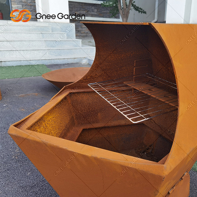 Outdoor Corten Steel Metal Fire Pit Grill Grill Bbq Brazier Grill