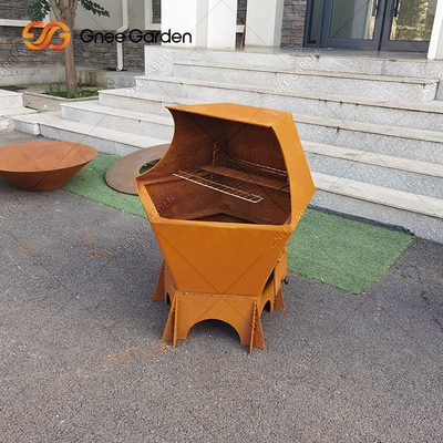 Grill gazowy na węgiel drzewny Corten Steel Fire Pit Table do grillowania na świeżym powietrzu