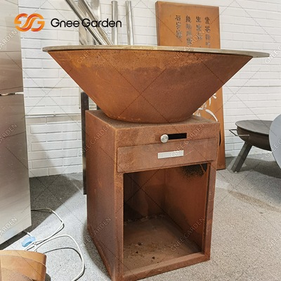 Zardzewiały kolor Grille do grilla na zewnątrz Węgiel drzewny z okrągłą płytą do gotowania o średnicy 100 cm