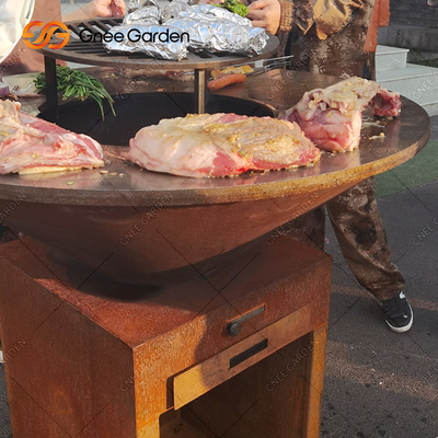 Stal Corten Grille do gotowania na zewnątrz Ognisko z grillem Grill Powłoka rdzy Jedz na zewnątrz