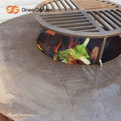 Zardzewiały kolor Grille do grilla na zewnątrz Węgiel drzewny z okrągłą płytą do gotowania o średnicy 100 cm