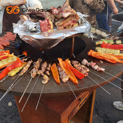 Corten Steel Garden BBQ Grille do gotowania na zewnątrz Antyczne palenisko 31,5&quot;