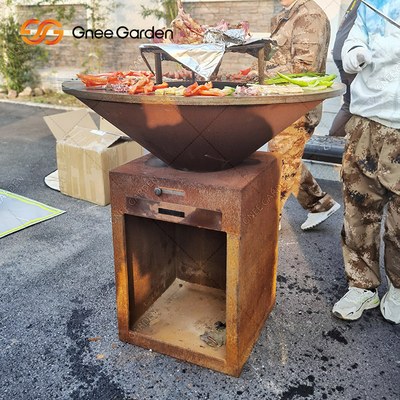 Corten Steel Garden BBQ Grille do gotowania na zewnątrz Antyczne palenisko 31,5&quot;