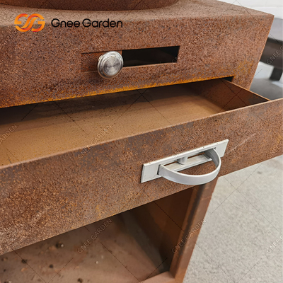 Corten Steel Garden BBQ Grille do gotowania na zewnątrz Antyczne palenisko 31,5&quot;