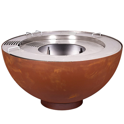 1000mm Outdoor Corten Steel Fire Pit z dostosowanym pierścieniem grillowym