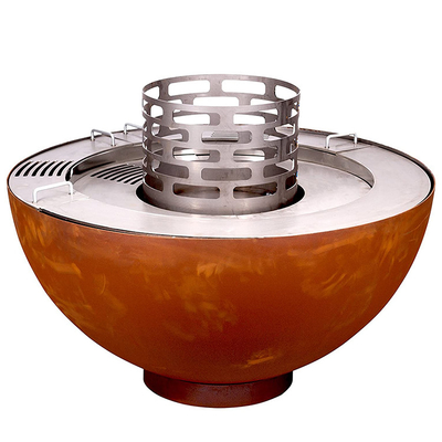 1000mm Outdoor Corten Steel Fire Pit z dostosowanym pierścieniem grillowym