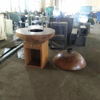 Nowoczesne wykończenie z węglem drzewnym Corten Steel Fire Pit do gotowania na świeżym powietrzu w kuchni