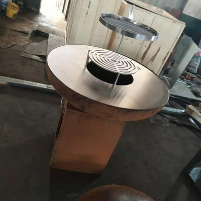 Nowoczesne wykończenie z węglem drzewnym Corten Steel Fire Pit do gotowania na świeżym powietrzu w kuchni